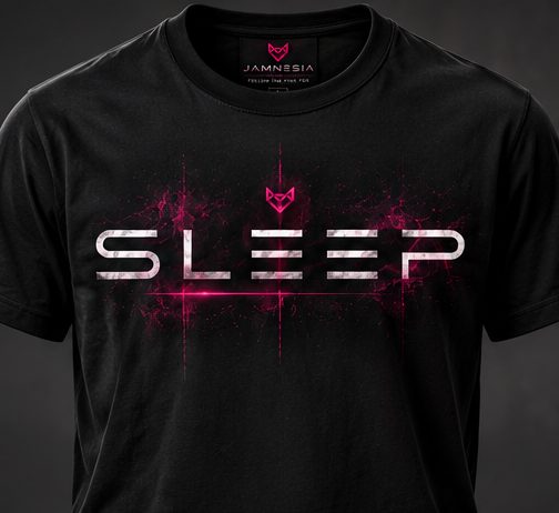 Black tee printed with Sleep