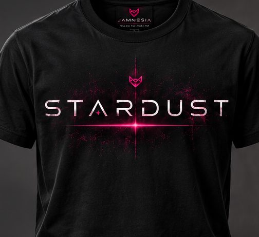 Black tee printed with Stardust